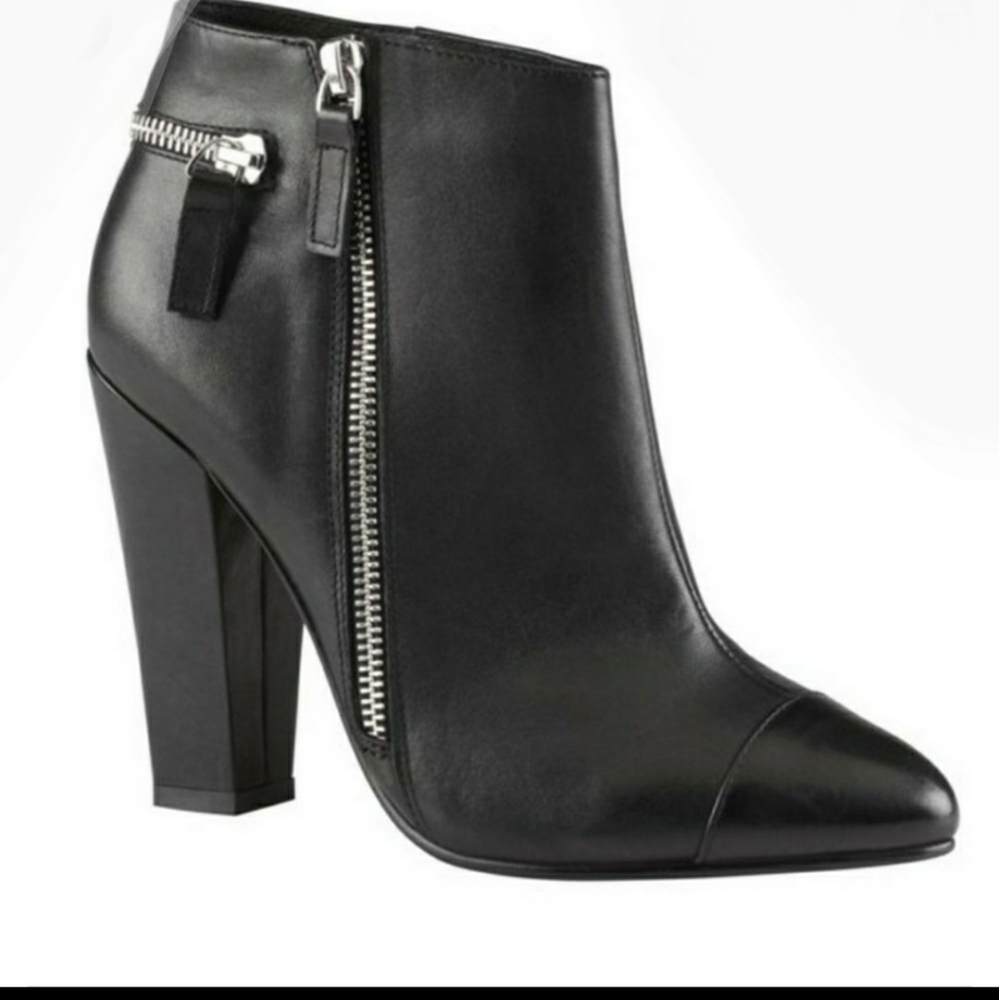 Aldo leather black pointy toe booties size…